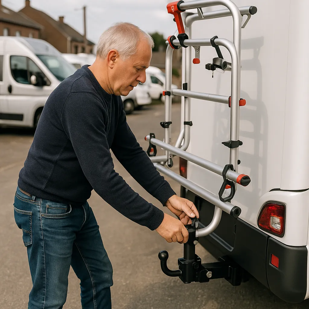 Installation De Porte-vélos Pour Motorhome Sur Attelage Renforcé En Belgique