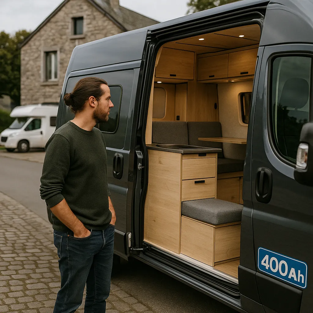 Location Van Aménagé Avec Autonomie électrique 400ah En Belgique