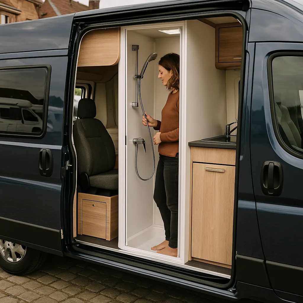 Van Aménagé Compact Avec Cabine Douche Séparée En Belgique