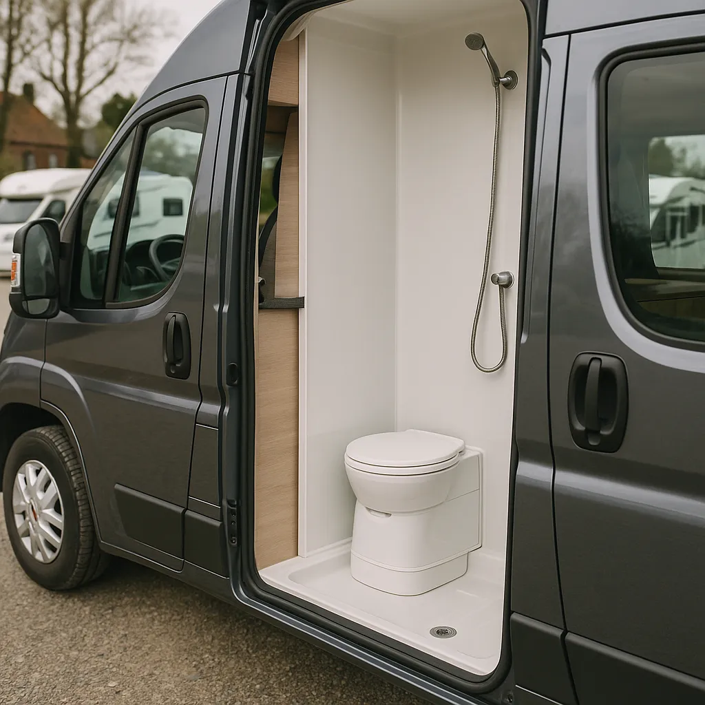 Van Aménagé Compact Avec Douche Intérieure Et Wc Chimique En Belgique